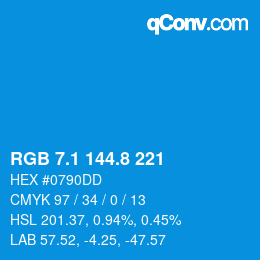 カラーコード: RGB 7.1 144.8 221 | qconv.com