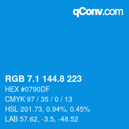 カラーコード: RGB 7.1 144.8 223 | qconv.com