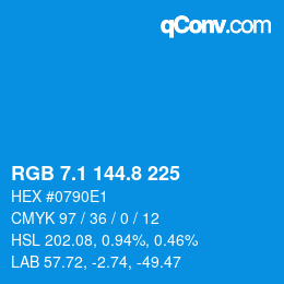 カラーコード: RGB 7.1 144.8 225 | qconv.com
