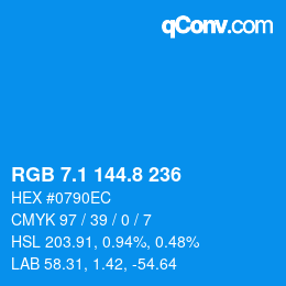 Código de color: RGB 7.1 144.8 236 | qconv.com