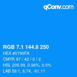 カラーコード: RGB 7.1 144.8 250 | qconv.com