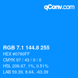 カラーコード: RGB 7.1 144.8 255 | qconv.com