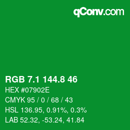 カラーコード: RGB 7.1 144.8 46 | qconv.com