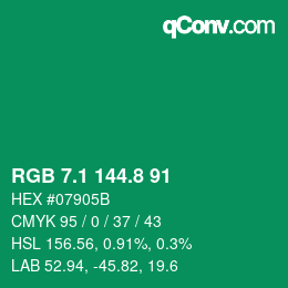 カラーコード: RGB 7.1 144.8 91 | qconv.com