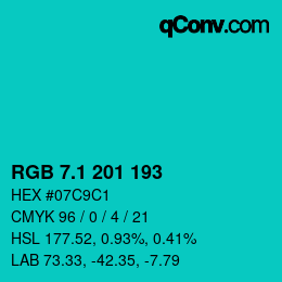 カラーコード: RGB 7.1 201 193 | qconv.com