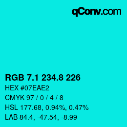 カラーコード: RGB 7.1 234.8 226 | qconv.com