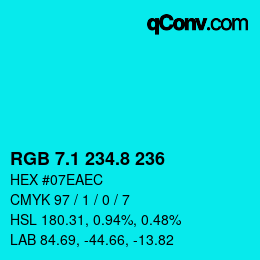 カラーコード: RGB 7.1 234.8 236 | qconv.com
