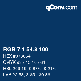 Color code: RGB 7.1 54.8 100 | qconv.com