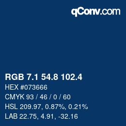 カラーコード: RGB 7.1 54.8 102.4 | qconv.com