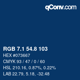 Farbcode: RGB 7.1 54.8 103 | qconv.com
