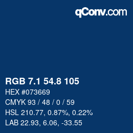 カラーコード: RGB 7.1 54.8 105 | qconv.com