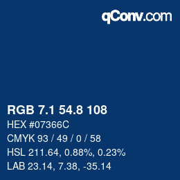 カラーコード: RGB 7.1 54.8 108 | qconv.com