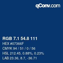 カラーコード: RGB 7.1 54.8 111 | qconv.com