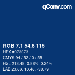 カラーコード: RGB 7.1 54.8 115 | qconv.com