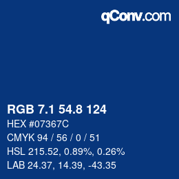 Color code: RGB 7.1 54.8 124 | qconv.com
