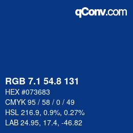カラーコード: RGB 7.1 54.8 131 | qconv.com
