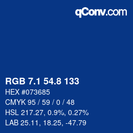カラーコード: RGB 7.1 54.8 133 | qconv.com