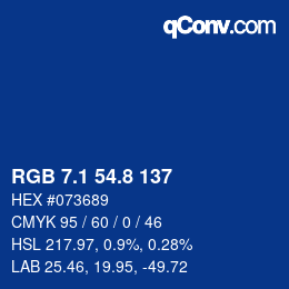 カラーコード: RGB 7.1 54.8 137 | qconv.com