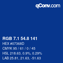 Farbcode: RGB 7.1 54.8 141 | qconv.com