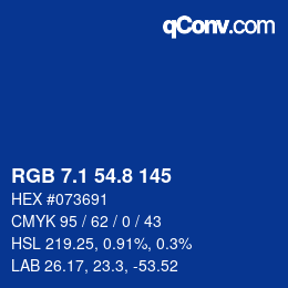 カラーコード: RGB 7.1 54.8 145 | qconv.com