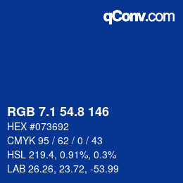 カラーコード: RGB 7.1 54.8 146 | qconv.com