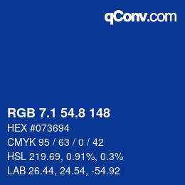 カラーコード: RGB 7.1 54.8 148 | qconv.com