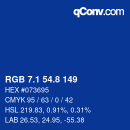 カラーコード: RGB 7.1 54.8 149 | qconv.com