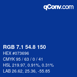 Color code: RGB 7.1 54.8 150 | qconv.com
