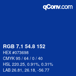 カラーコード: RGB 7.1 54.8 152 | qconv.com