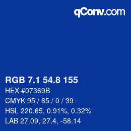 Color code: RGB 7.1 54.8 155 | qconv.com