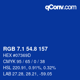 カラーコード: RGB 7.1 54.8 157 | qconv.com