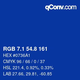 カラーコード: RGB 7.1 54.8 161 | qconv.com