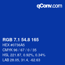 Color code: RGB 7.1 54.8 165 | qconv.com