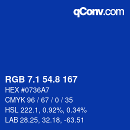 Color code: RGB 7.1 54.8 167 | qconv.com