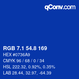 カラーコード: RGB 7.1 54.8 169 | qconv.com