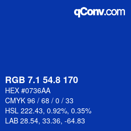 カラーコード: RGB 7.1 54.8 170 | qconv.com