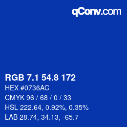 カラーコード: RGB 7.1 54.8 172 | qconv.com