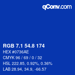 カラーコード: RGB 7.1 54.8 174 | qconv.com
