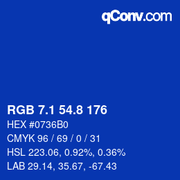 カラーコード: RGB 7.1 54.8 176 | qconv.com