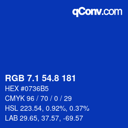 カラーコード: RGB 7.1 54.8 181 | qconv.com