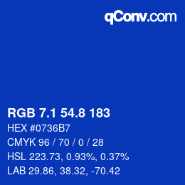 カラーコード: RGB 7.1 54.8 183 | qconv.com