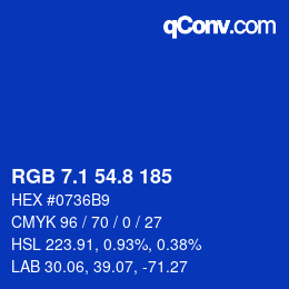 カラーコード: RGB 7.1 54.8 185 | qconv.com