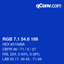 カラーコード: RGB 7.1 54.8 186 | qconv.com