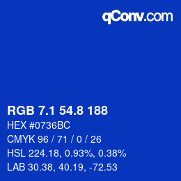カラーコード: RGB 7.1 54.8 188 | qconv.com