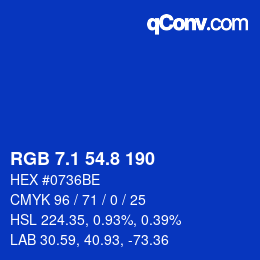 カラーコード: RGB 7.1 54.8 190 | qconv.com