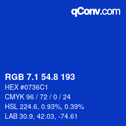 カラーコード: RGB 7.1 54.8 193 | qconv.com