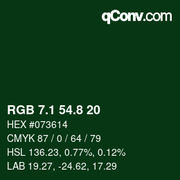 Color code: RGB 7.1 54.8 20 | qconv.com