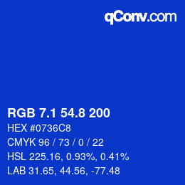 カラーコード: RGB 7.1 54.8 200 | qconv.com