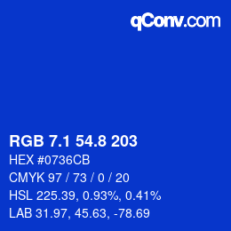 カラーコード: RGB 7.1 54.8 203 | qconv.com