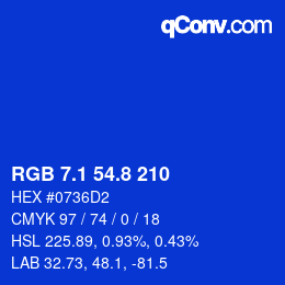 カラーコード: RGB 7.1 54.8 210 | qconv.com